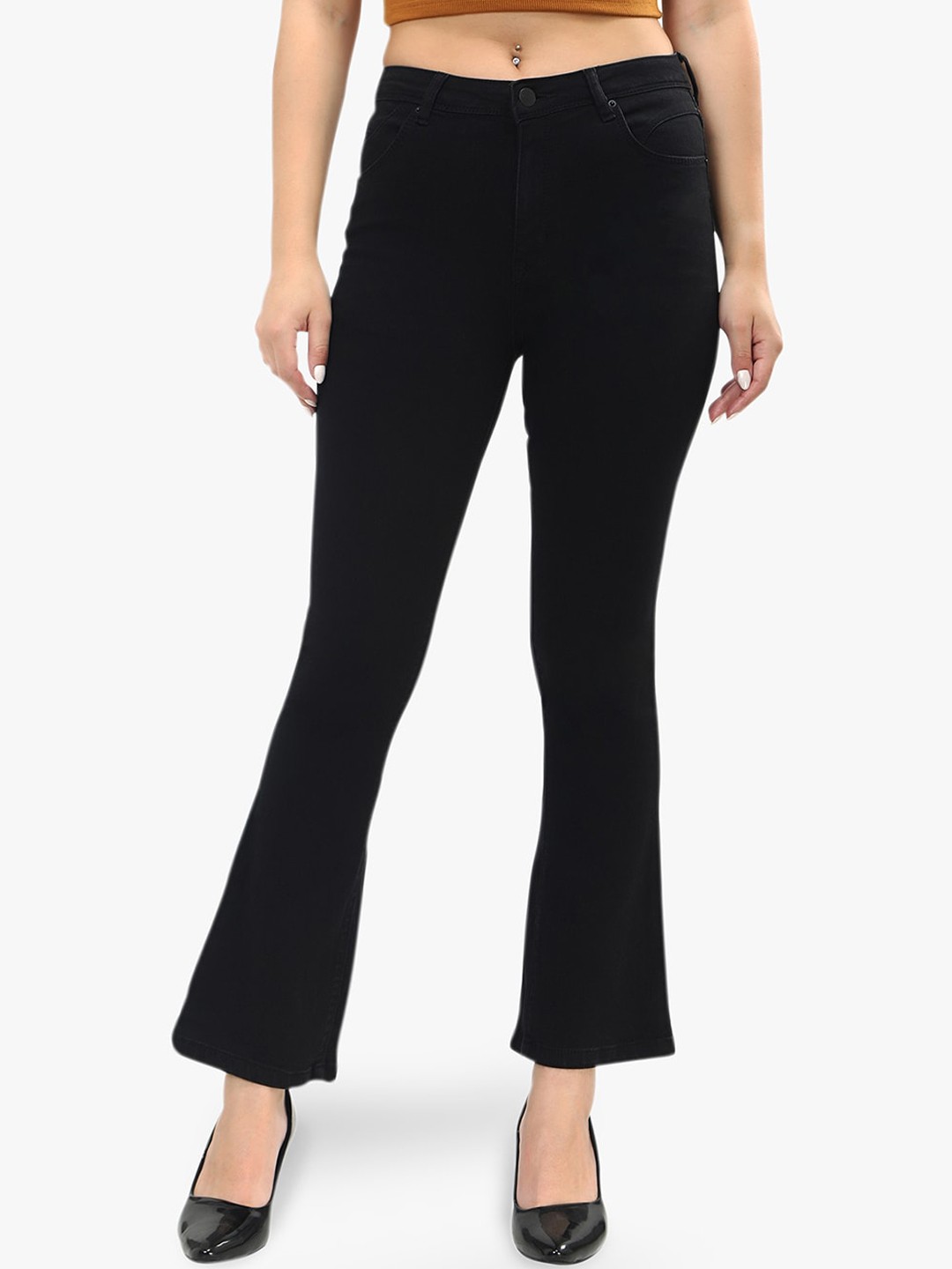 

Recap Women Comfort Bootcut High-Rise Clean Look Stretchable Jeans, Black