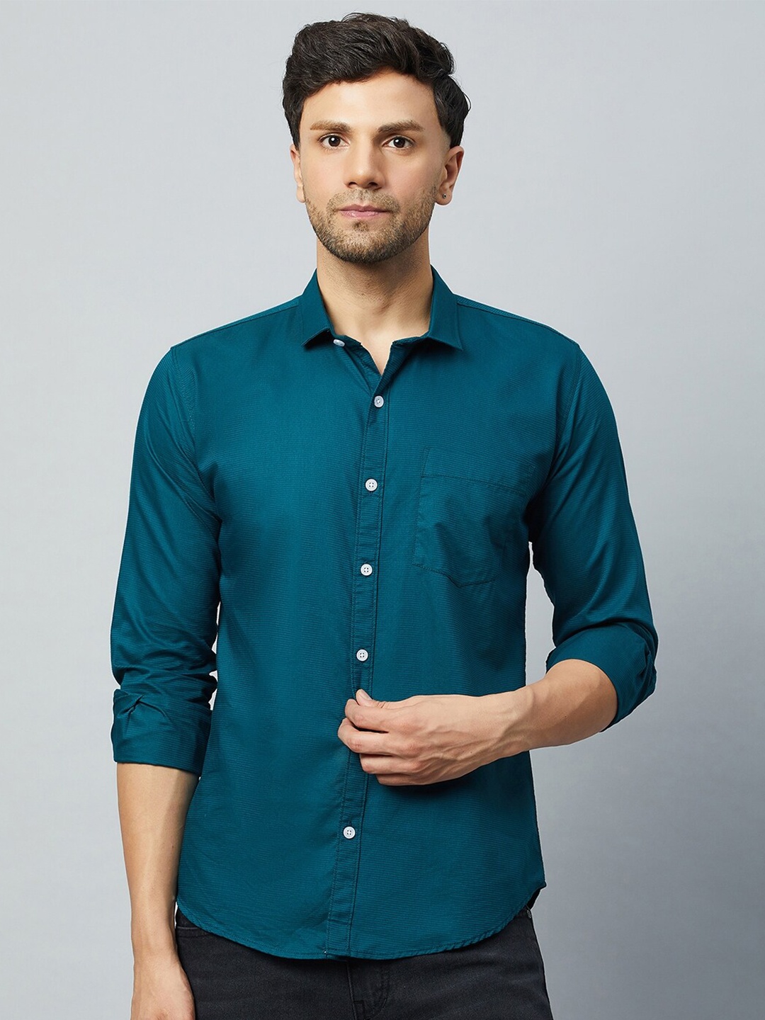 

Club York Slim Fit Cotton Casual Shirt, Teal