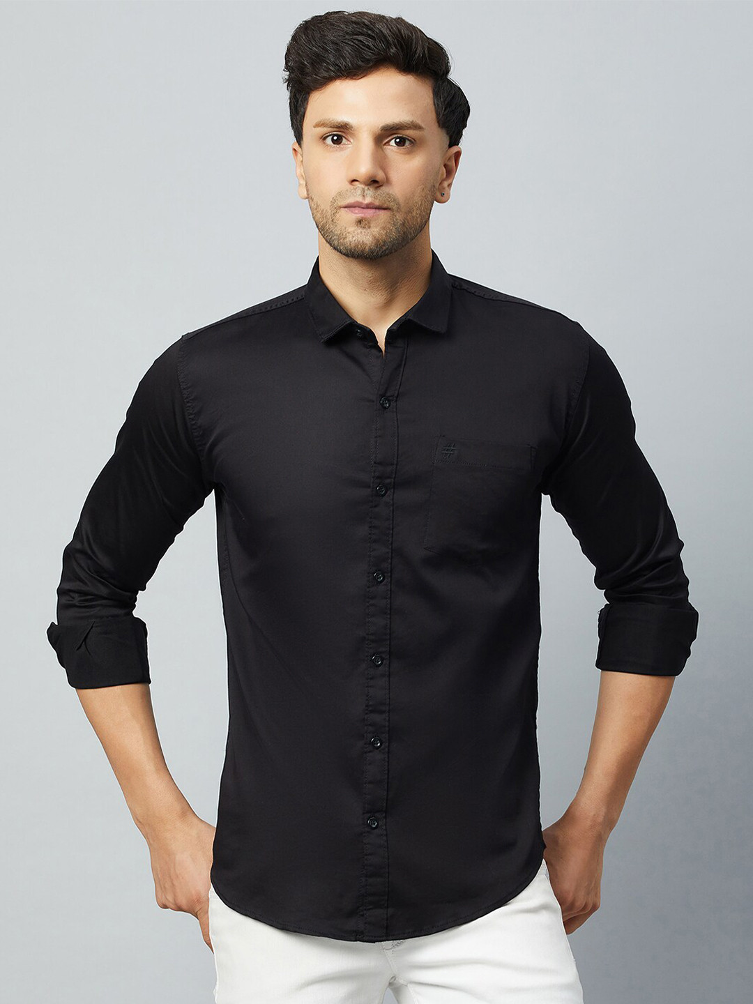

Club York Slim Fit Cotton Casual Shirt, Black