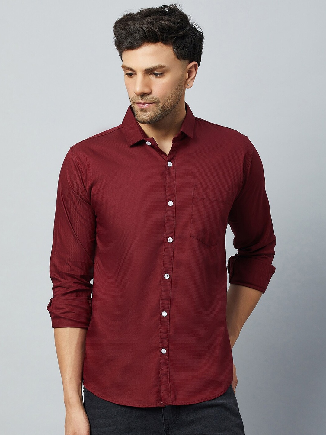 

Club York Slim Fit Cotton Casual Shirt, Red