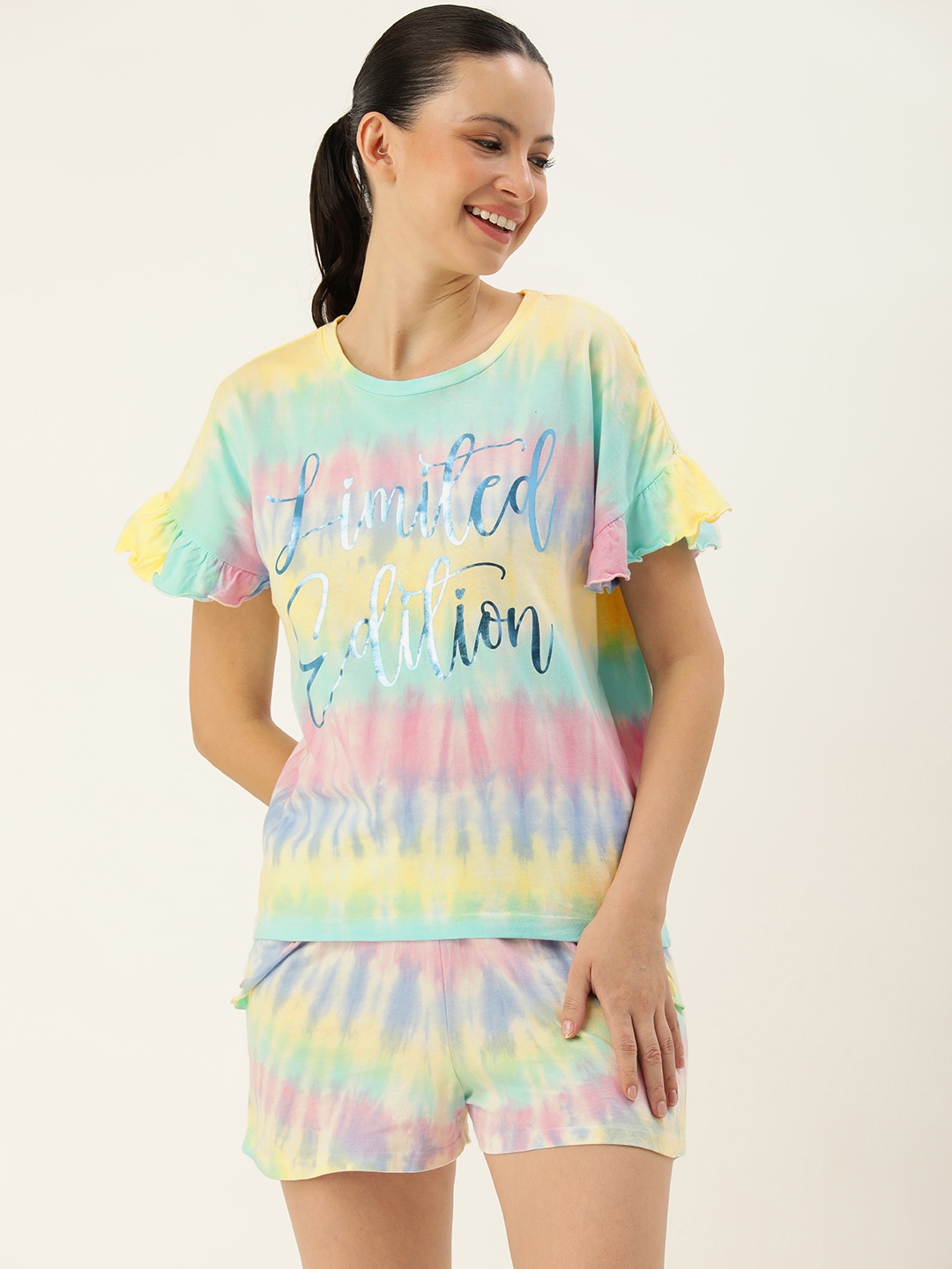 

Slumber Jill Women Tie & Dye Printed Night suit, Multi