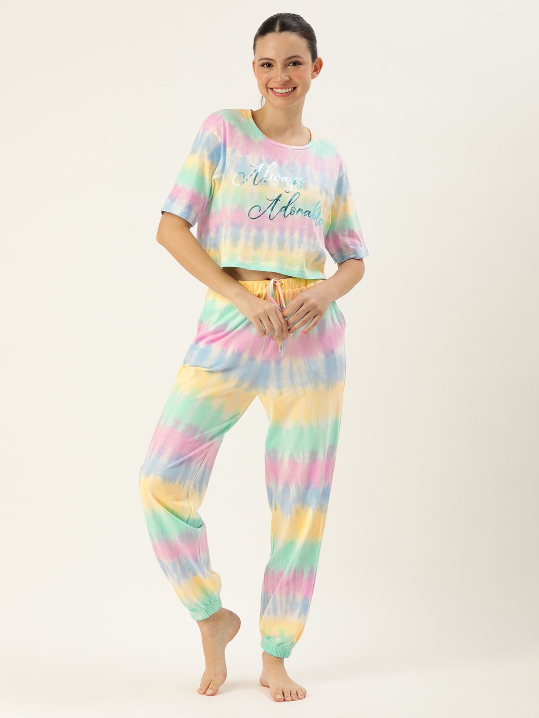 

Slumber Jill Women Tie & Dye Printed Night suit, Multi