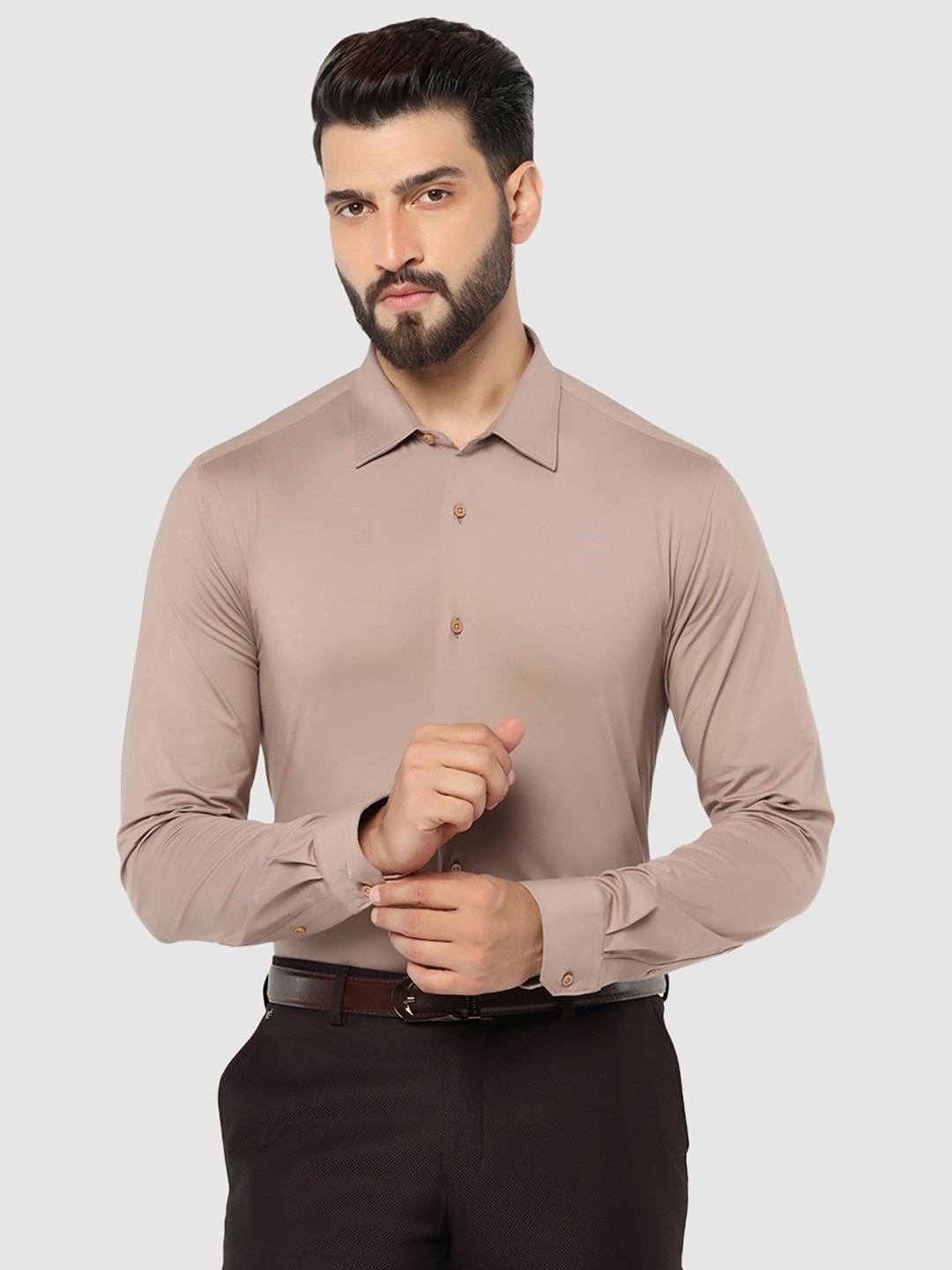 

Blackberrys Spread Collar Slim Fit Pure Cotton Straight Formal Shirt, Maroon