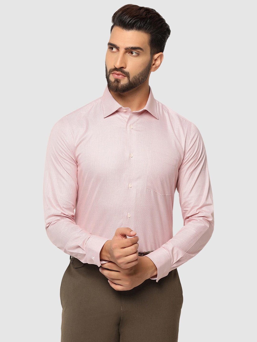 

Blackberrys Straight Slim Fit Spread Collar Pure Cotton Formal Shirt, Pink