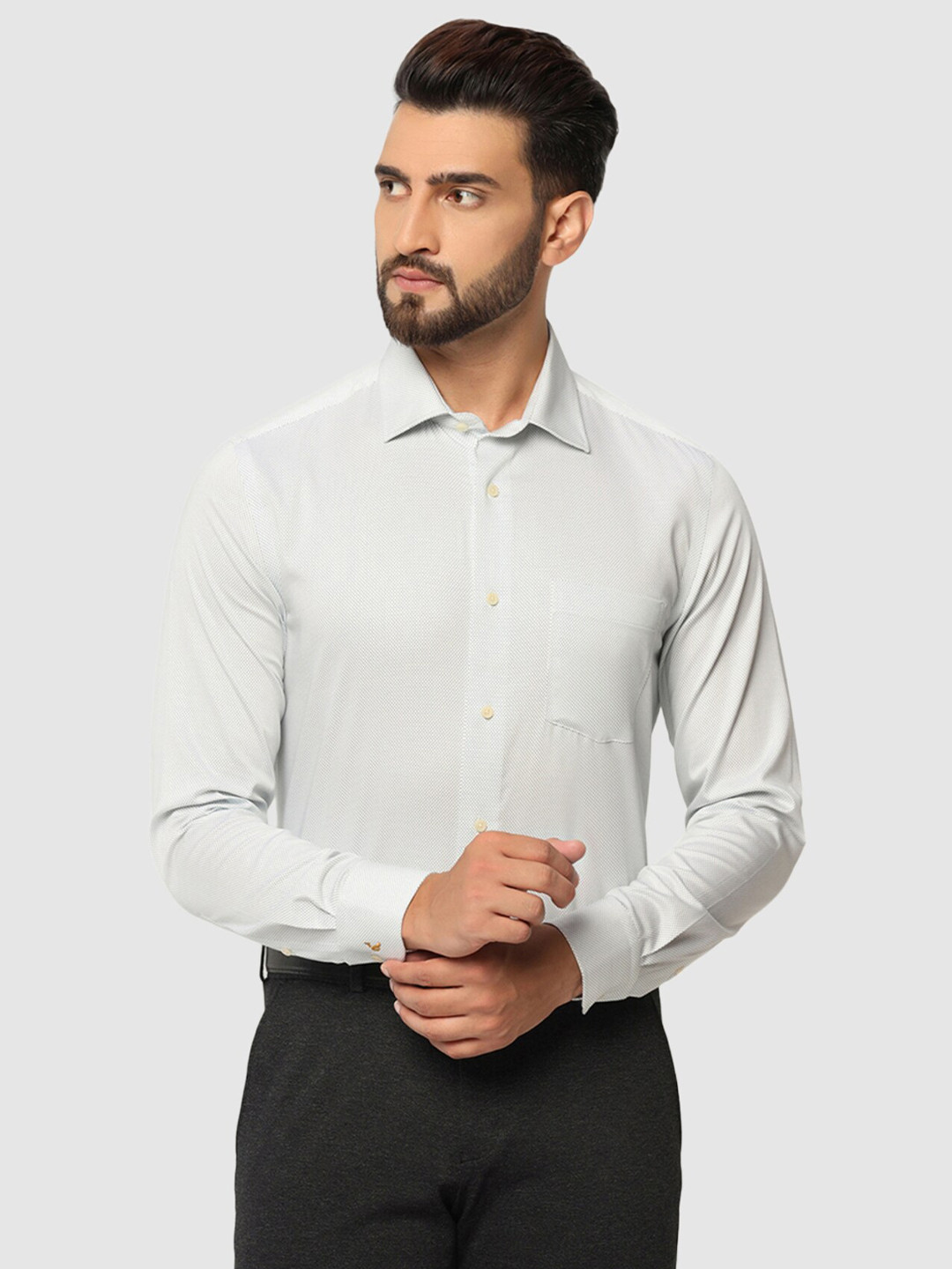 

Blackberrys Straight Slim Fit Micro Ditsy Printed Formal Shirt, White