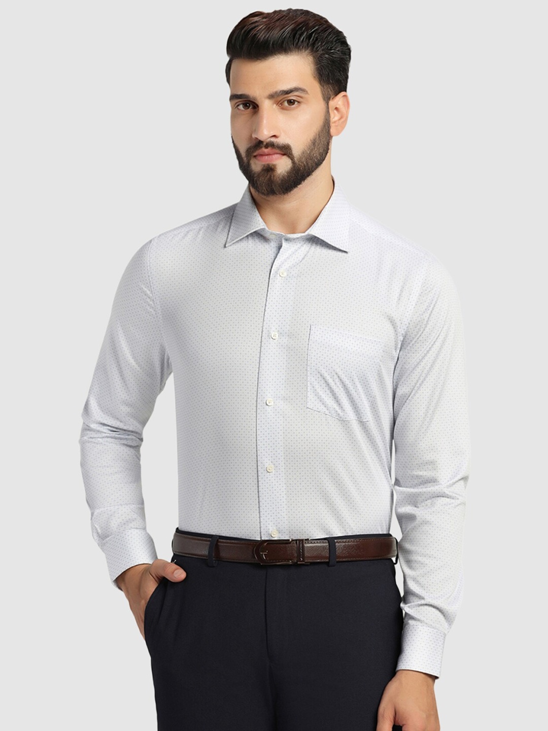 

Blackberrys Straight Slim Fit Micro Ditsy Printed Formal Shirt, White