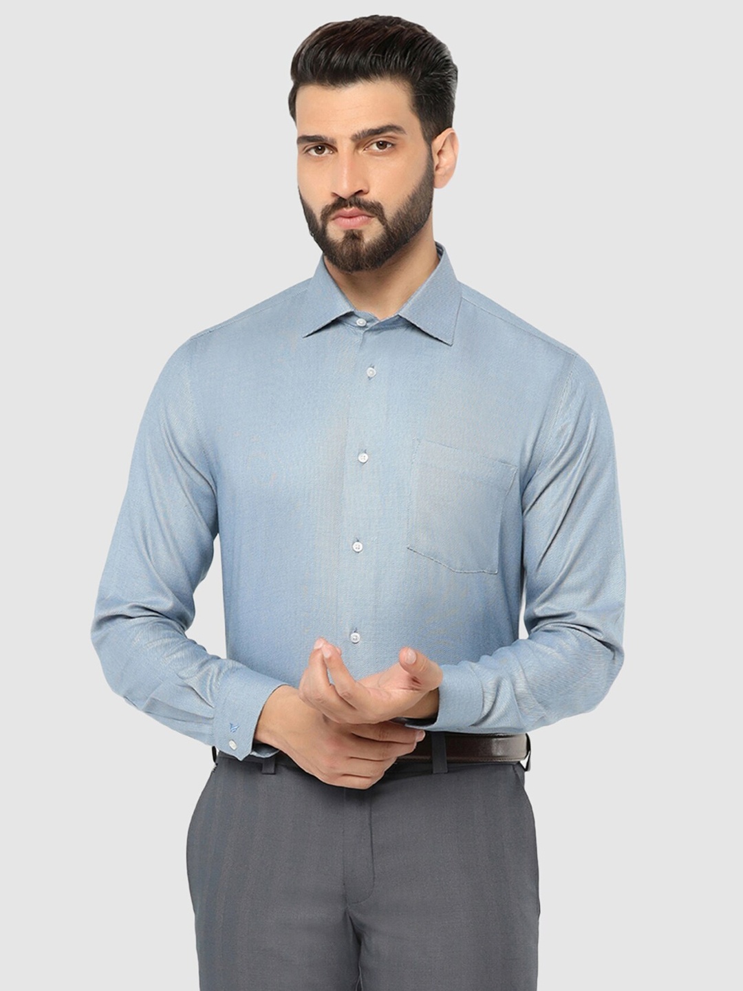 

Blackberrys Straight Slim Fit Pure Cotton Formal Shirt, Blue