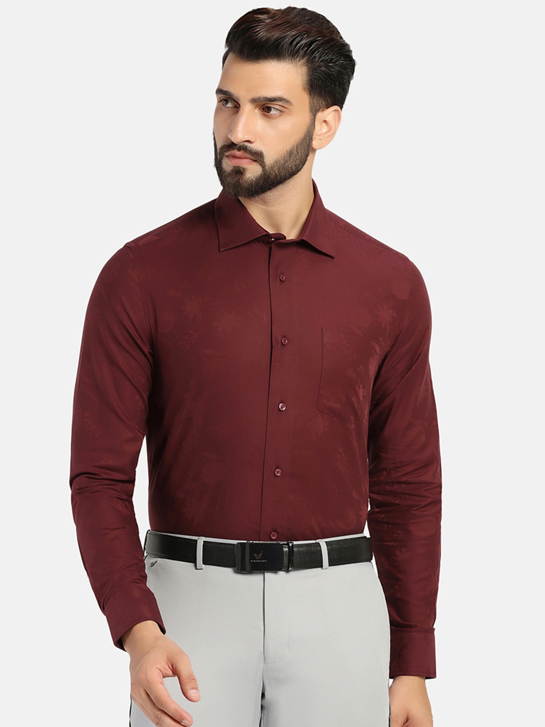 

Blackberrys Men Maroon Straight Slim Fit Opaque Formal Shirt