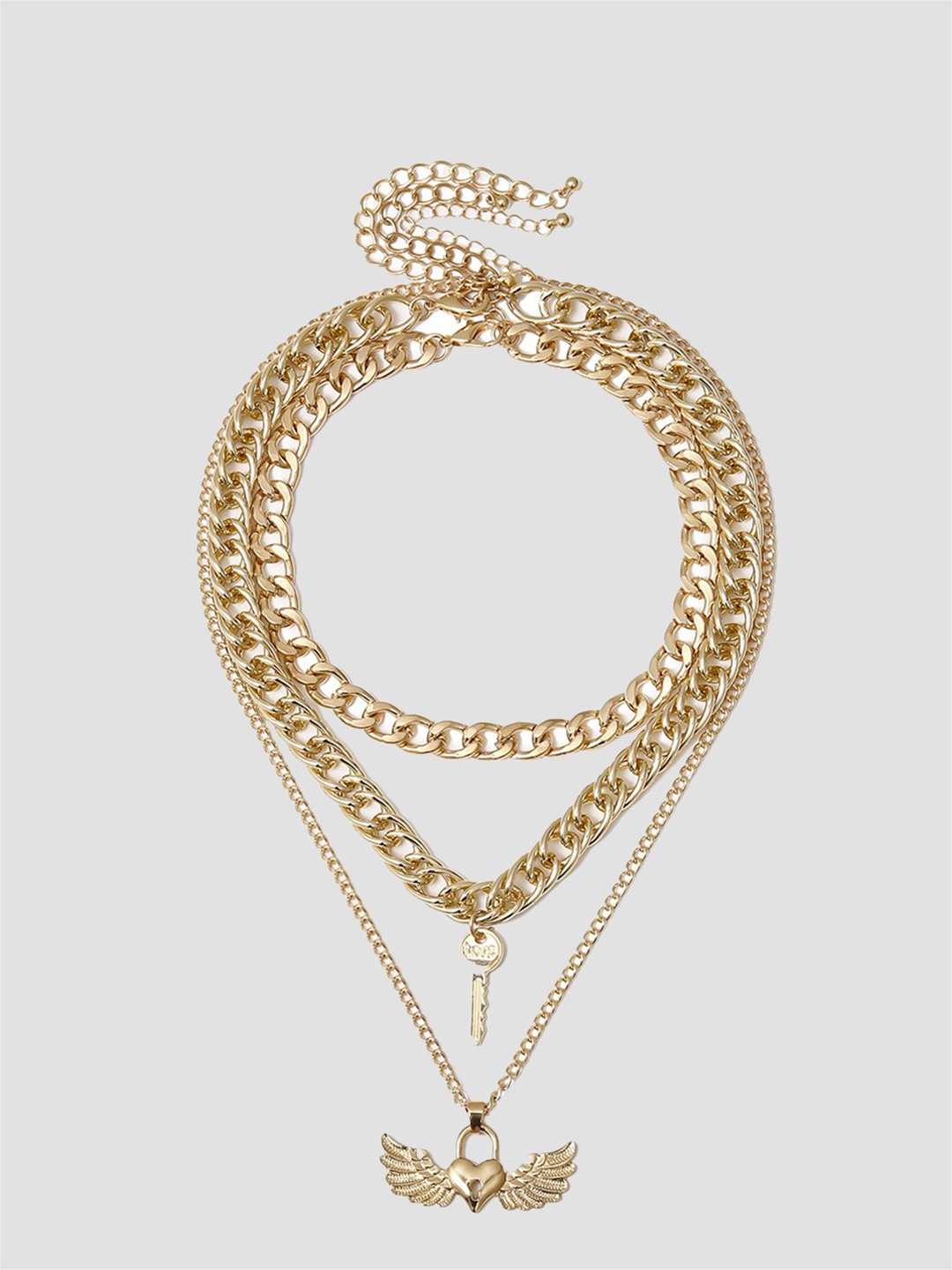 

VAGHBHATT Gold-Plated Angel Wings Layered Necklace