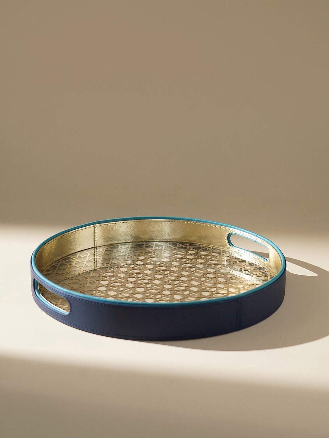 

Pure Home and Living Blue Lazer Cut Round Serving Tray
