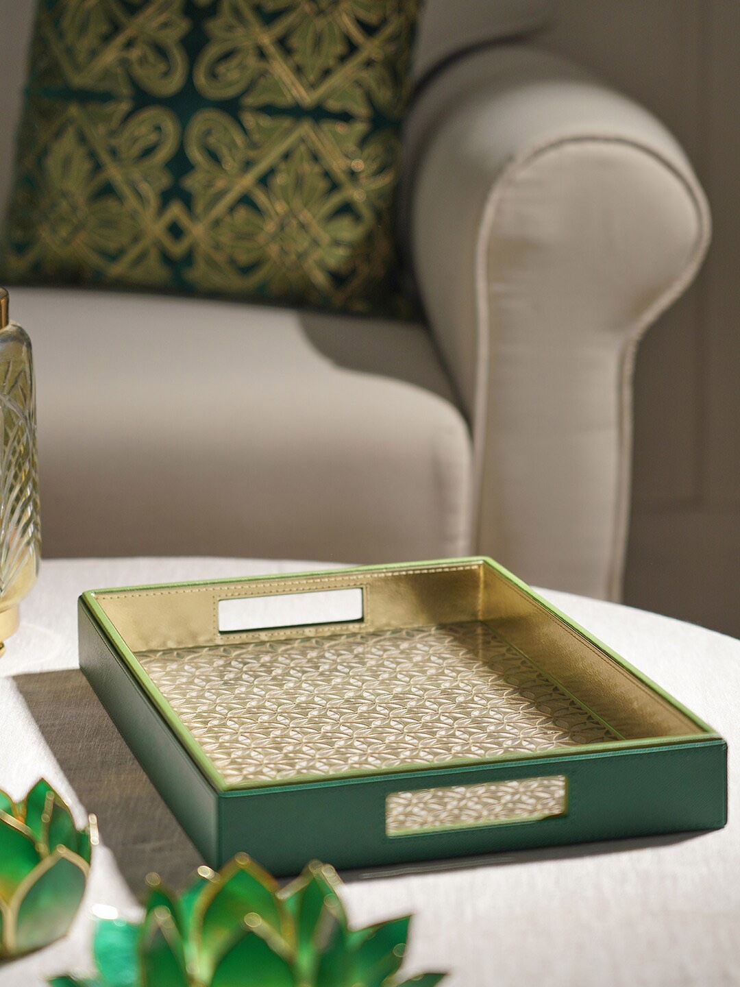 

Pure Home and Living Green Laser Cut Rectangle Serving Tray