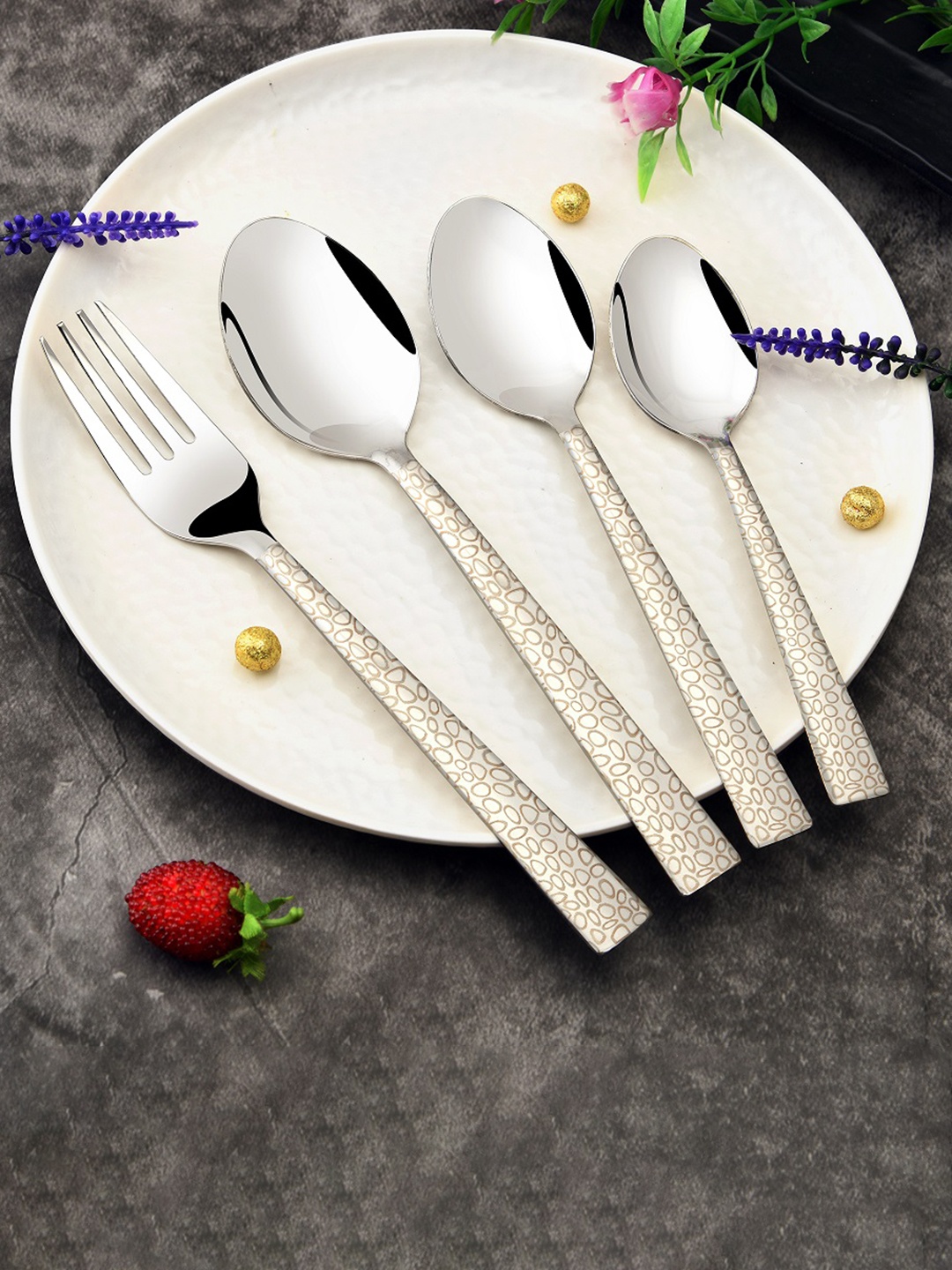 

FNS Pebble 24 Pieces Stainless Steel Mixed Cutlery Set, Silver