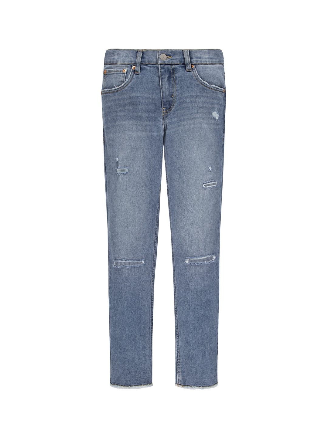 

Levis Boys Blue Mid Rise Mildly Distressed Whiskers Light Fade Slim Fit Stretchable Jeans