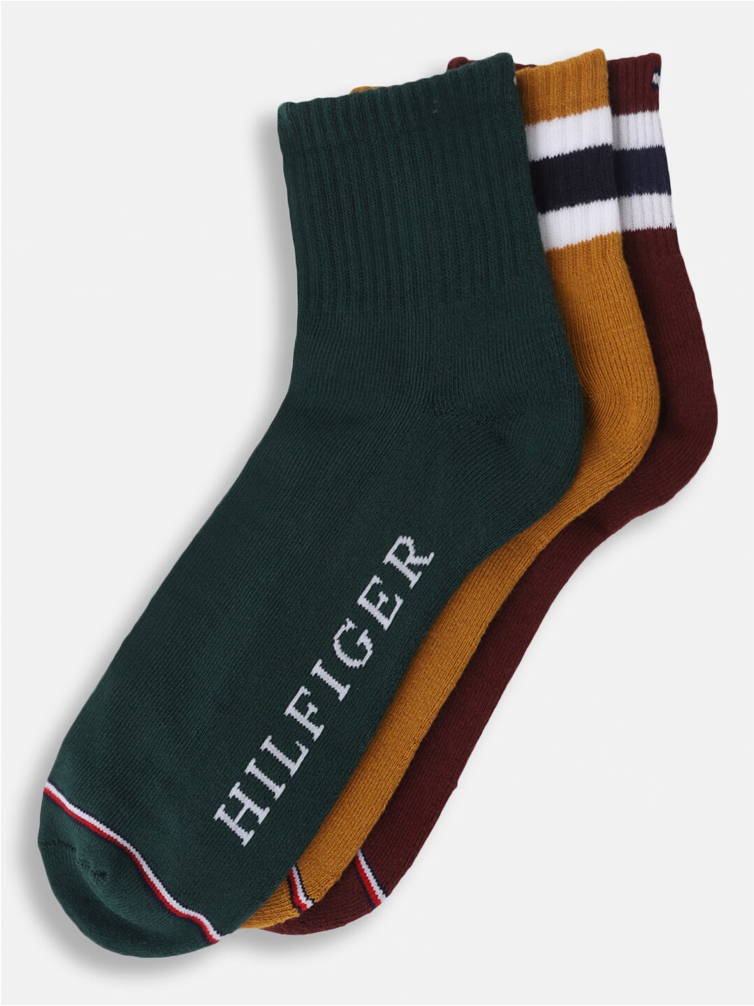

Tommy Hilfiger Men Pack Of 3 Patterned Ankle Length Socks, Green