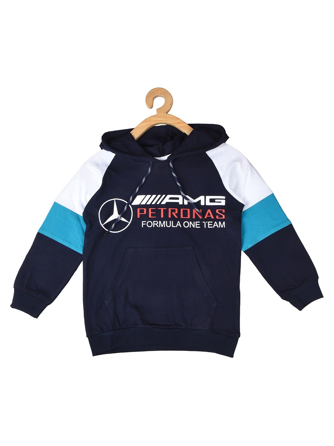

POMY & JINNY Boys Typography Printed Hooded Cotton Pullover, Navy blue