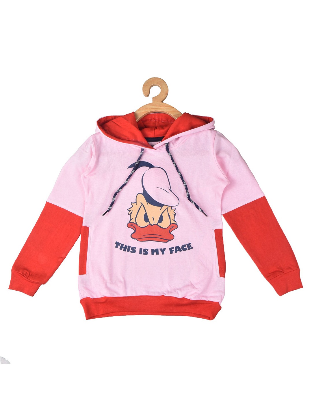 

POMY & JINNY Boys Donald Duck Printed Hooded Cotton Pullover, Pink