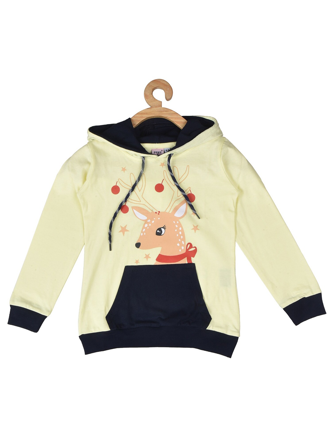 

POMY & JINNY Boys Graphic Printed Hooded Cotton Pullover, Yellow