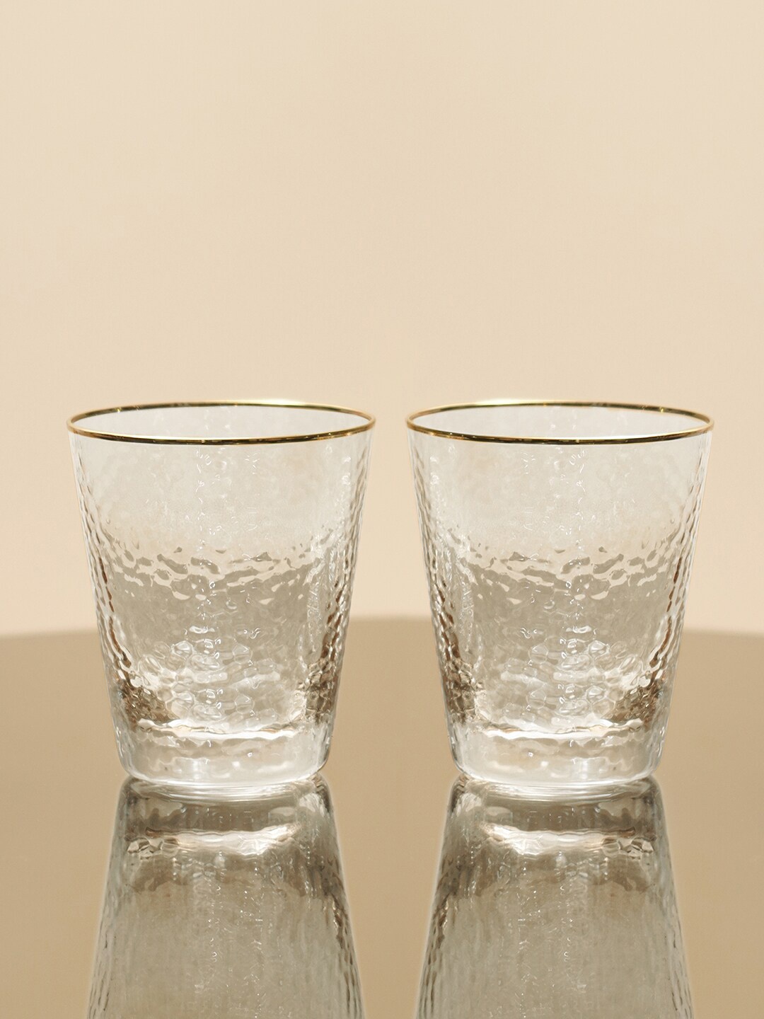 

Pure Home and Living Transparent 2-Pieces Hammered Drinking Glass
