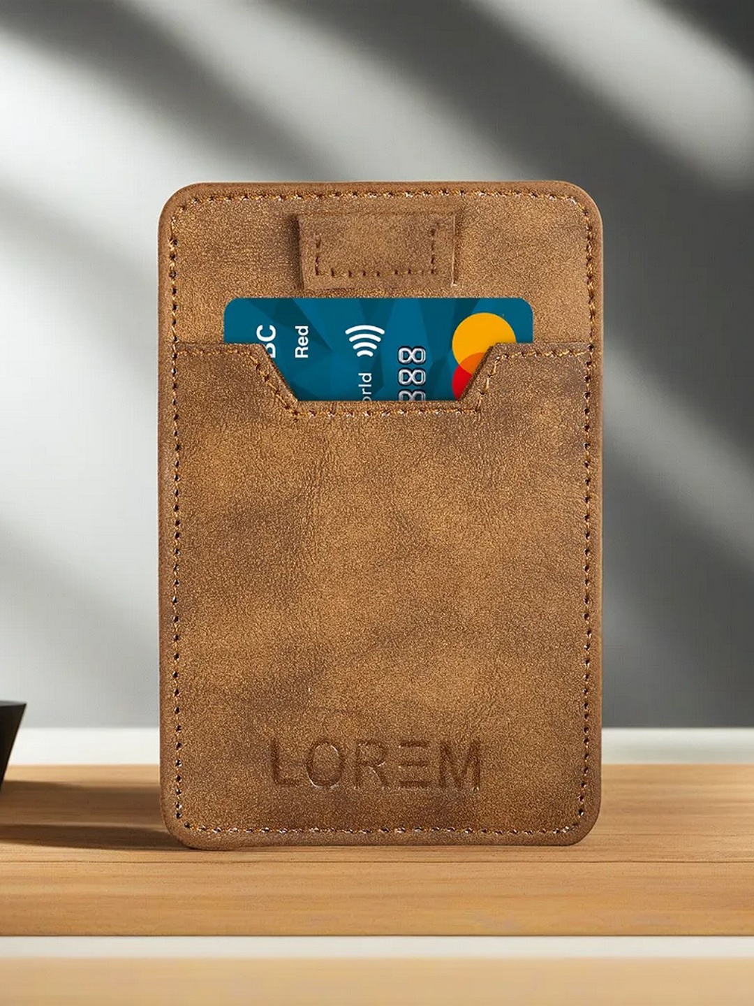 

LOREM Unisex Textured Card Holder, Coffee brown