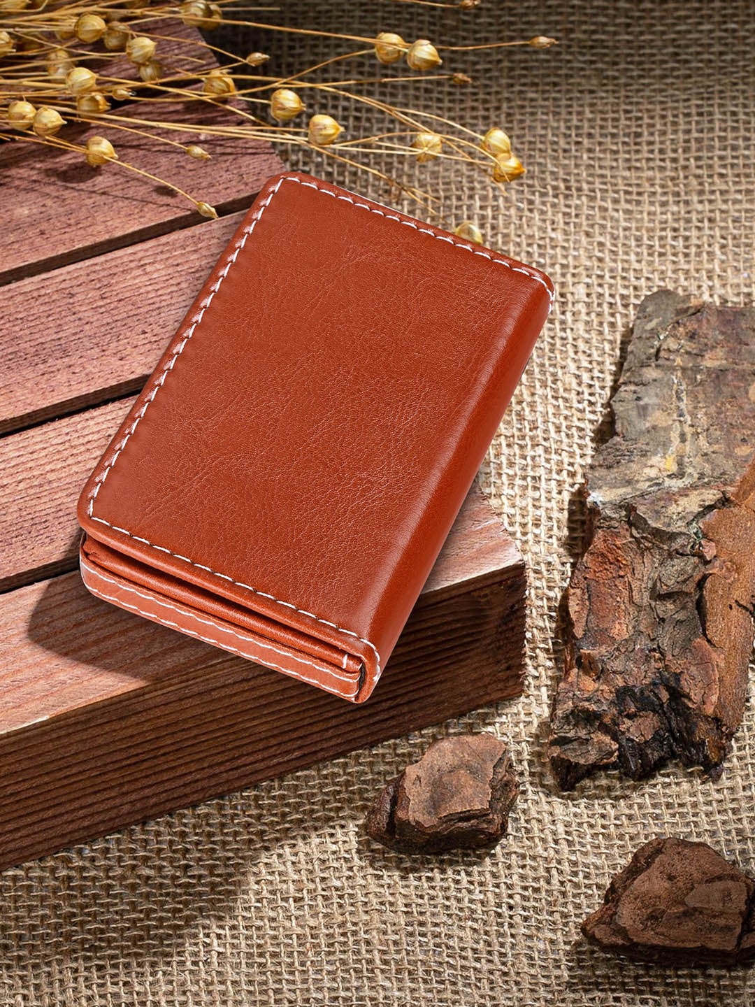 

LOREM Unisex Textured Card Holder, Tan