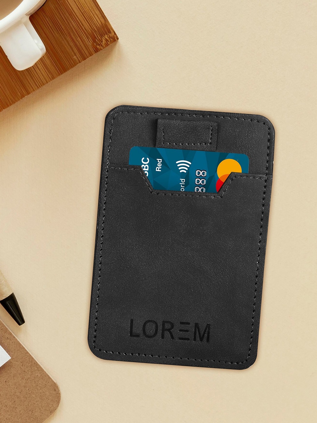 

LOREM Unisex Textured Card Holder, Black