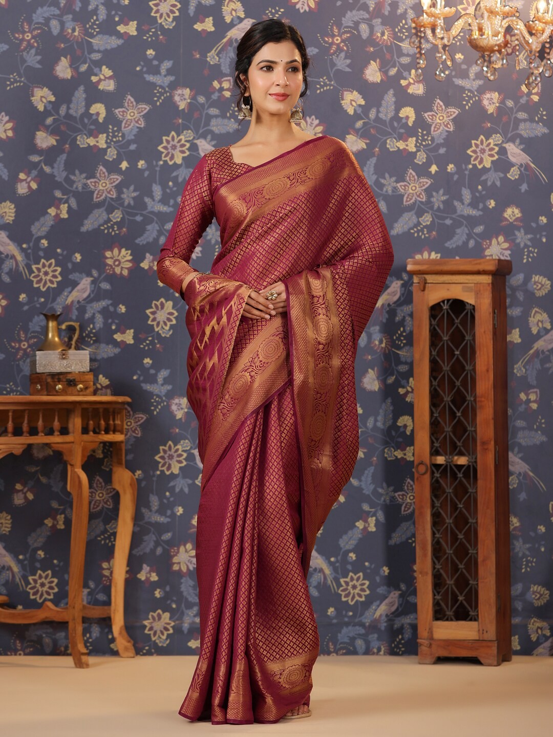 

House of Pataudi Woven Design Kanjeevaram Sarees, Purple