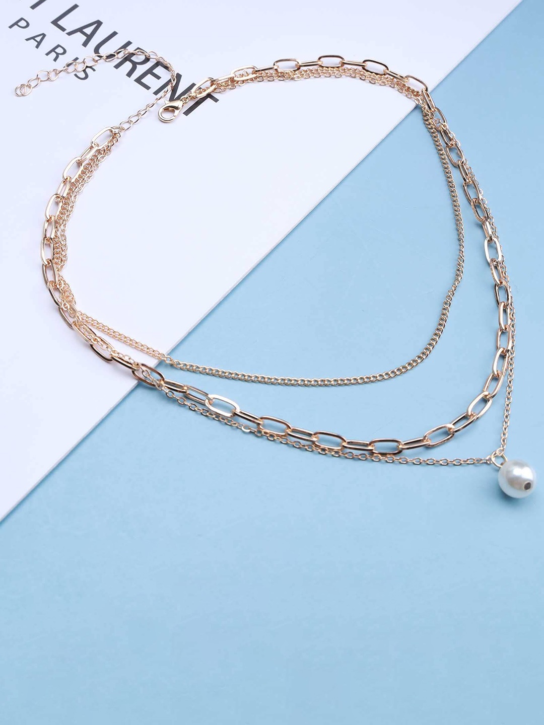 

FIMBUL Gold-Plated Beads Studded Layered Pendant Necklace