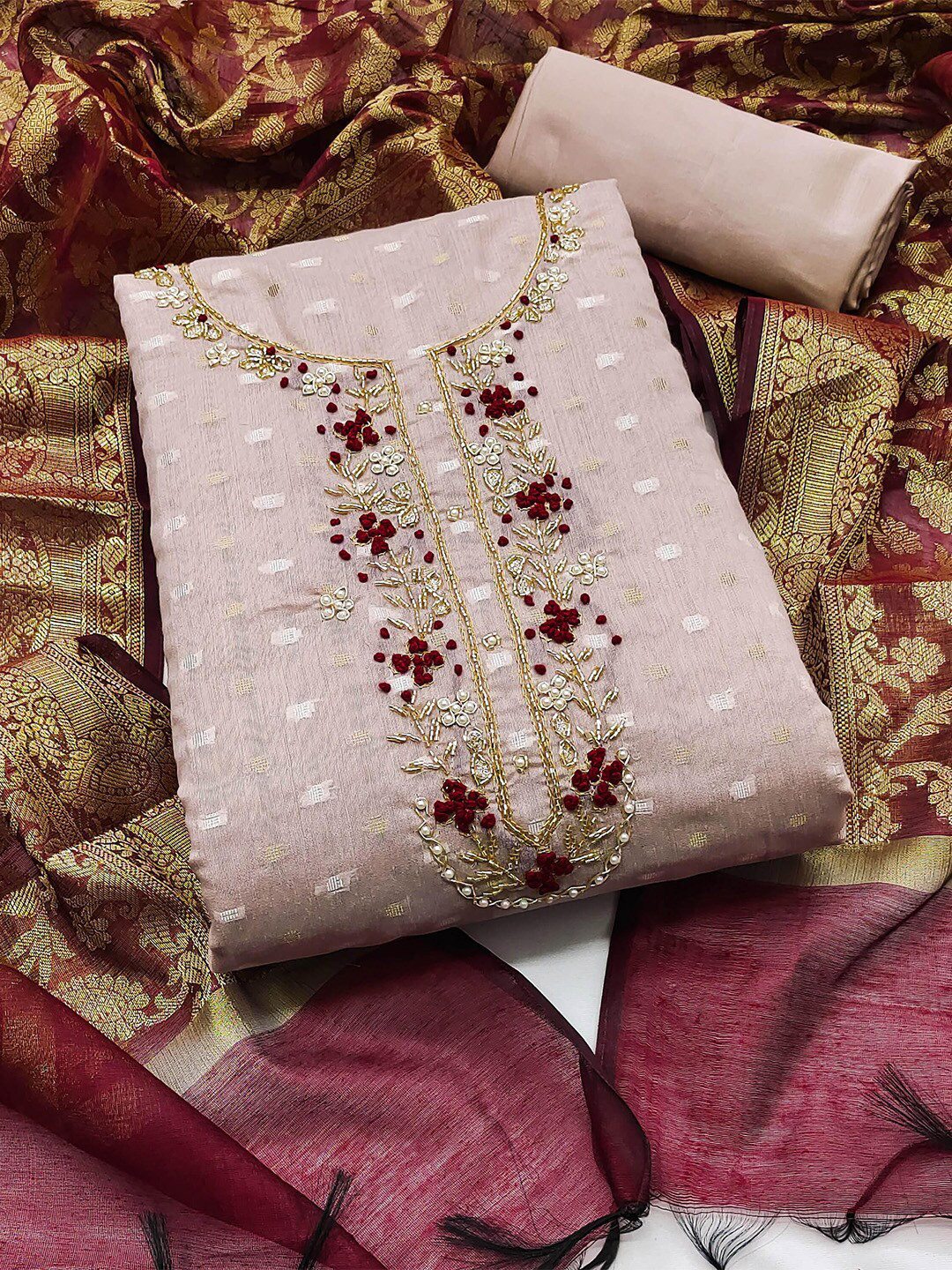 

KARAGIRI Embroidered Unstitched Dress Material, Purple