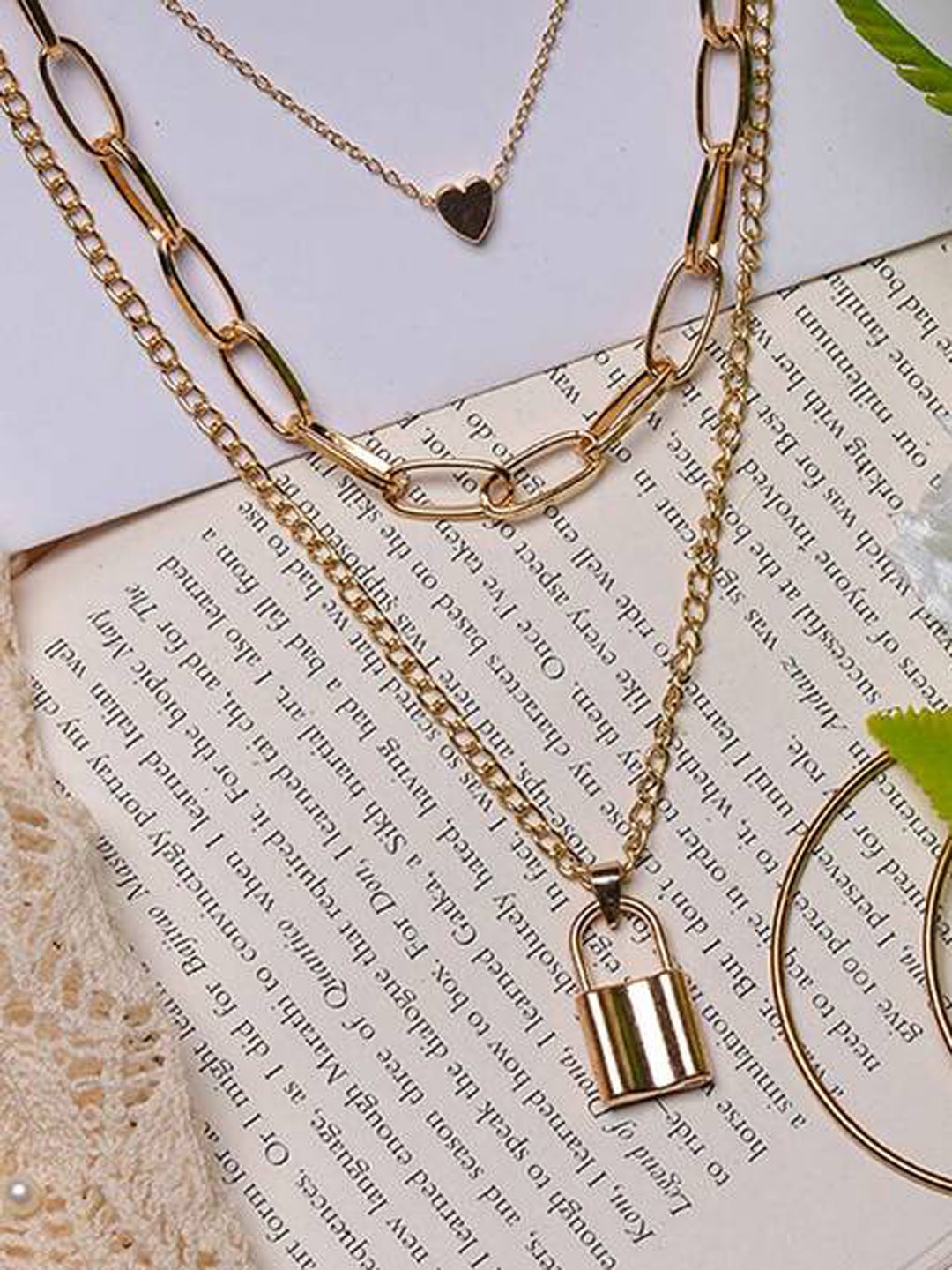 

Krelin Gold-Plated Layered Lock & Heart Chain