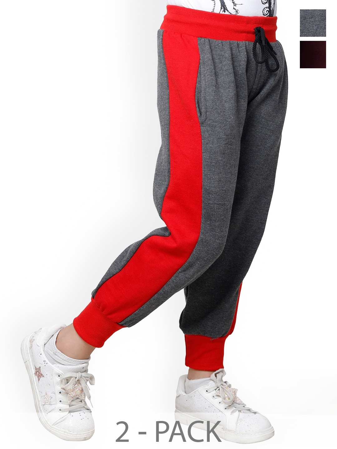 

BAESD Girls Pack Of 2 Colourblocked Fleece Joggers, Red