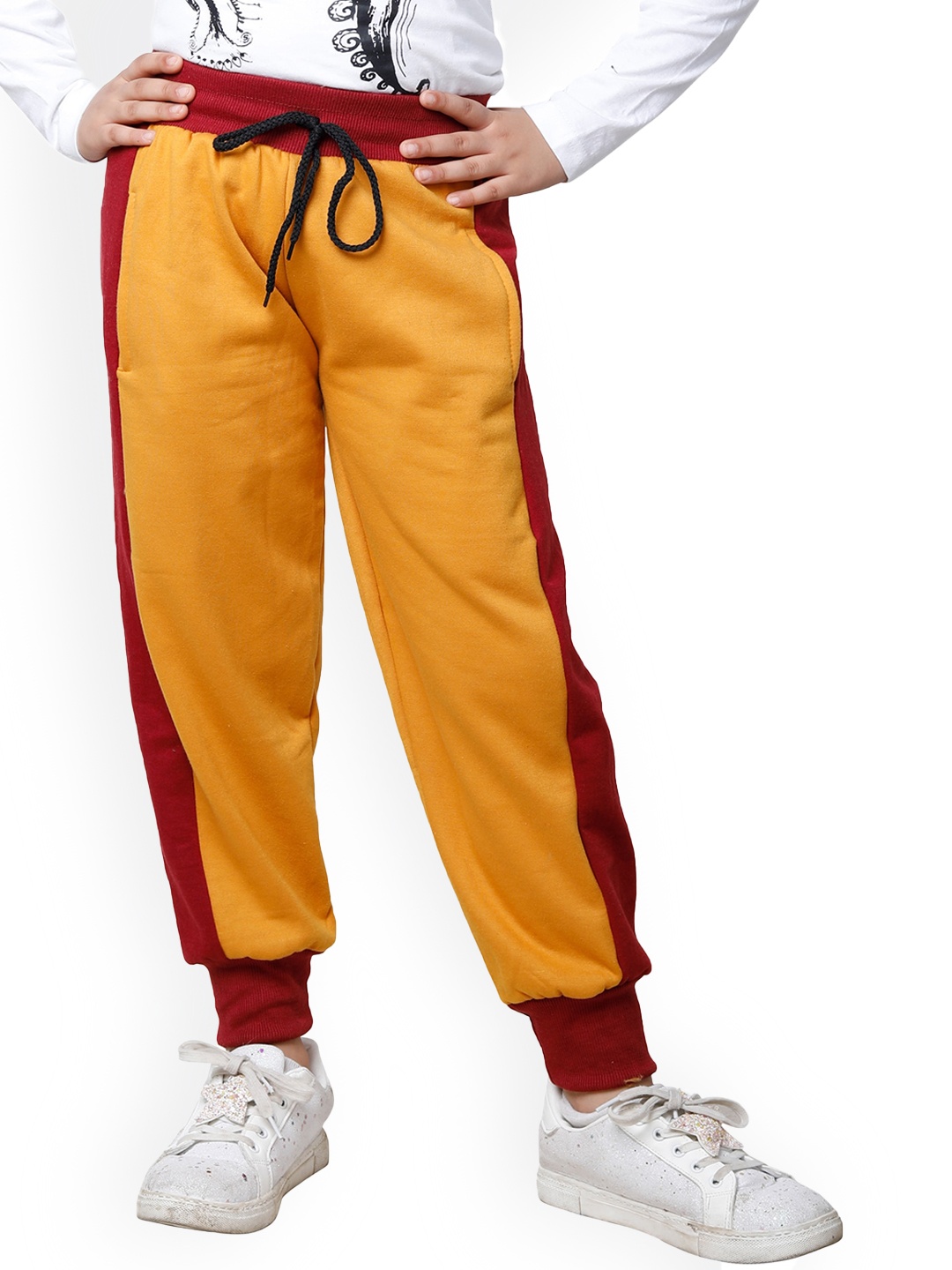 

BAESD Girls Colourblocked Fleece Joggers, Yellow