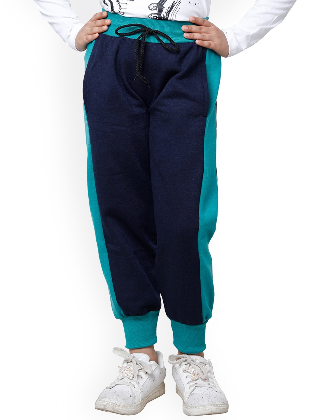 

BAESD Girls Colourblocked Fleece Joggers, Navy blue