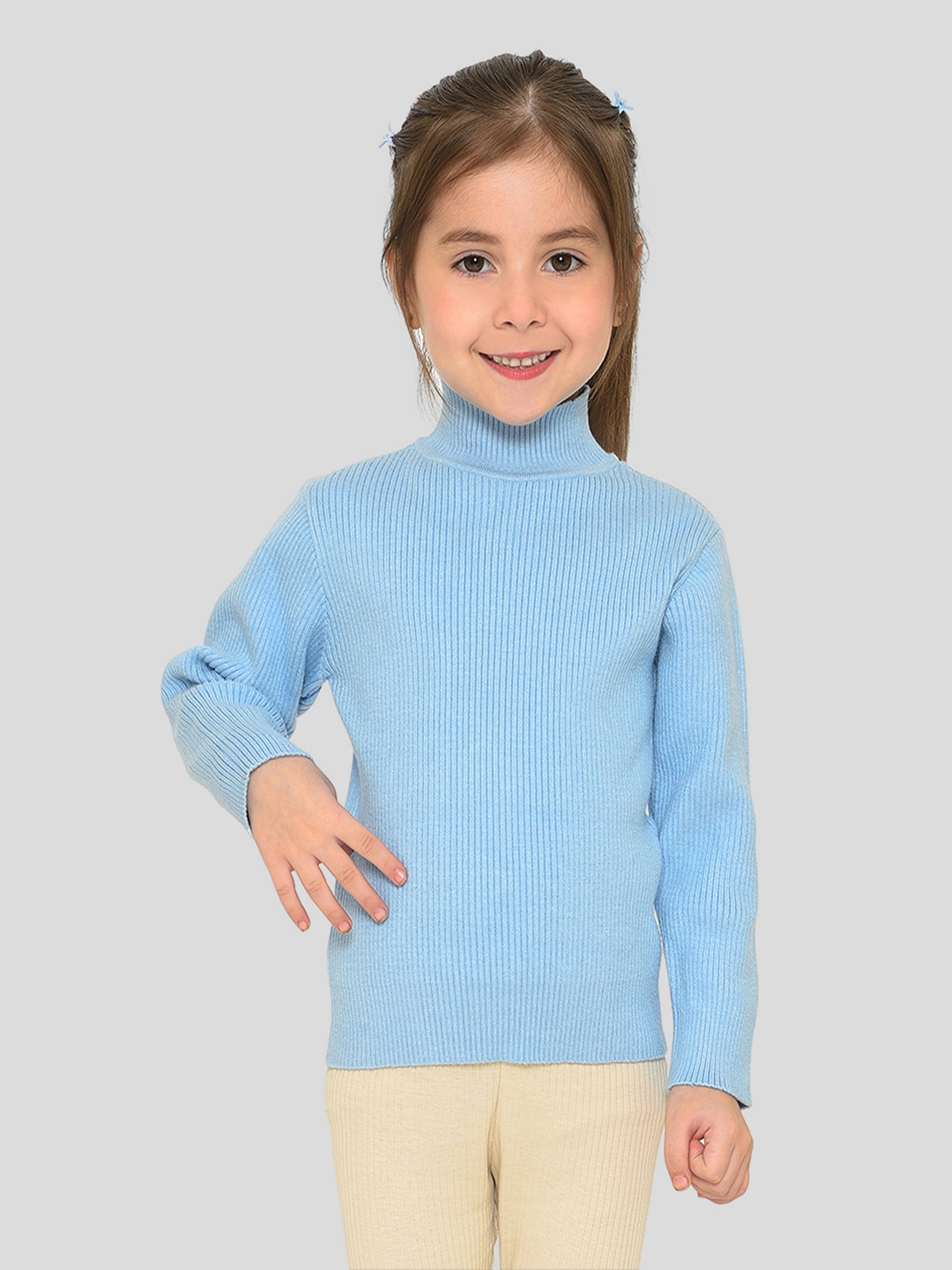 

MiArcus Kids Turtle Neck Ribbed Thermal Top, Blue