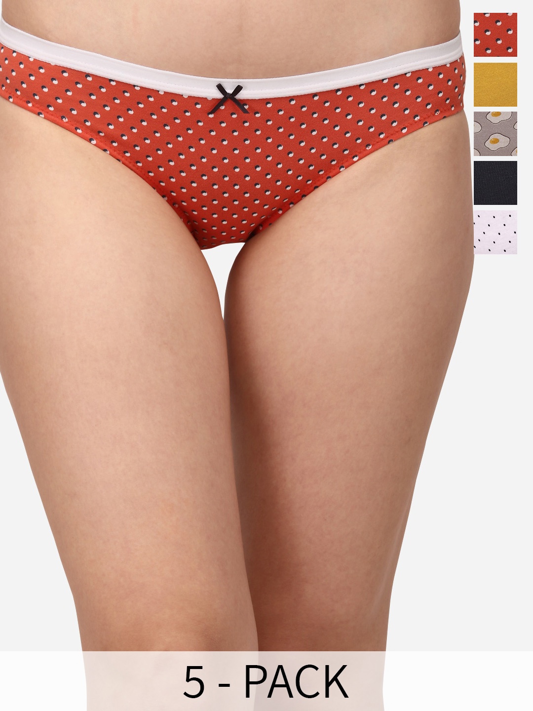 

Soie Women Pack Of 5 Printed Hipster Briefs, White