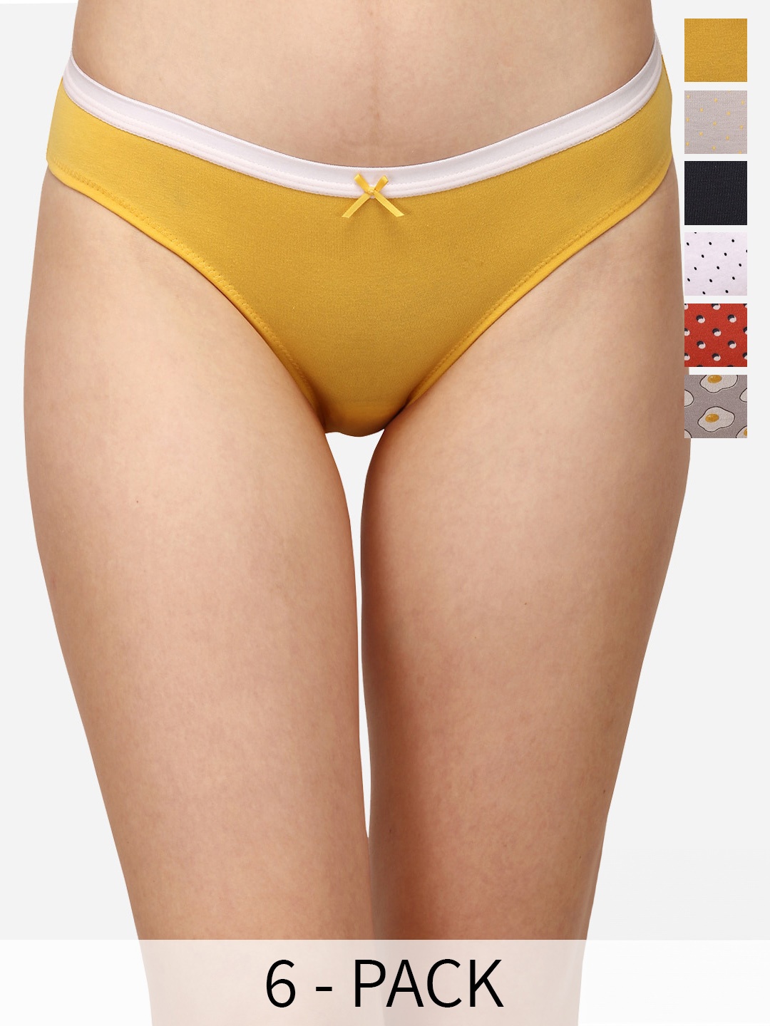 

Soie Women Pack Of 6 Printed Hipster Briefs, Grey
