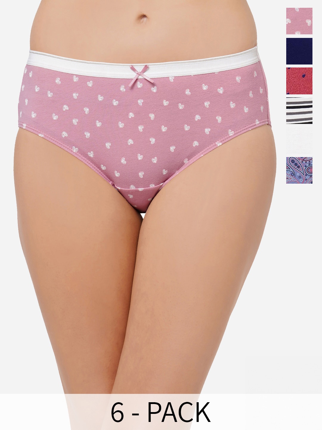 

Soie Women Pack Of 6 Printed Hipster Briefs, Purple