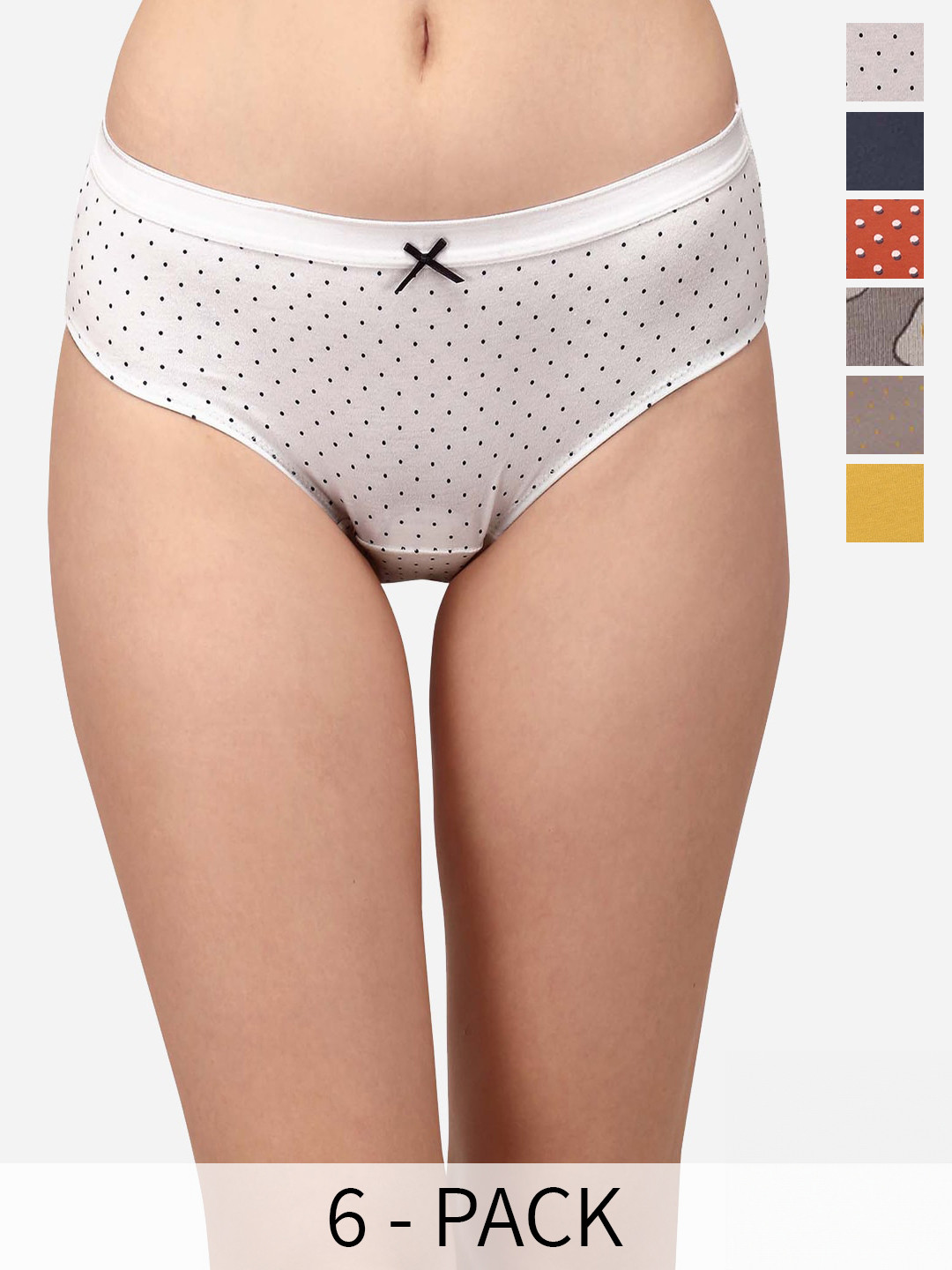 

Soie Women Pack Of 6 Printed Hipster Briefs, White