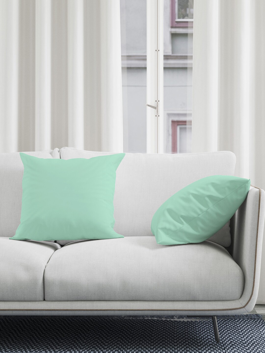 

Encasa Homes Green 2 Pieces Cotton Square Cushion Covers