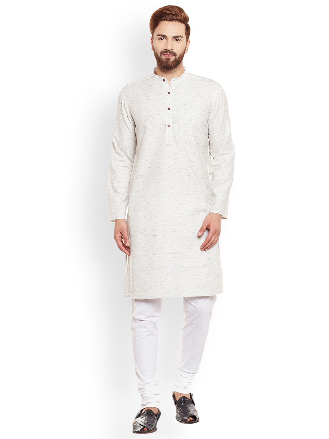 

even Men Off-White Solid Straight Kurta