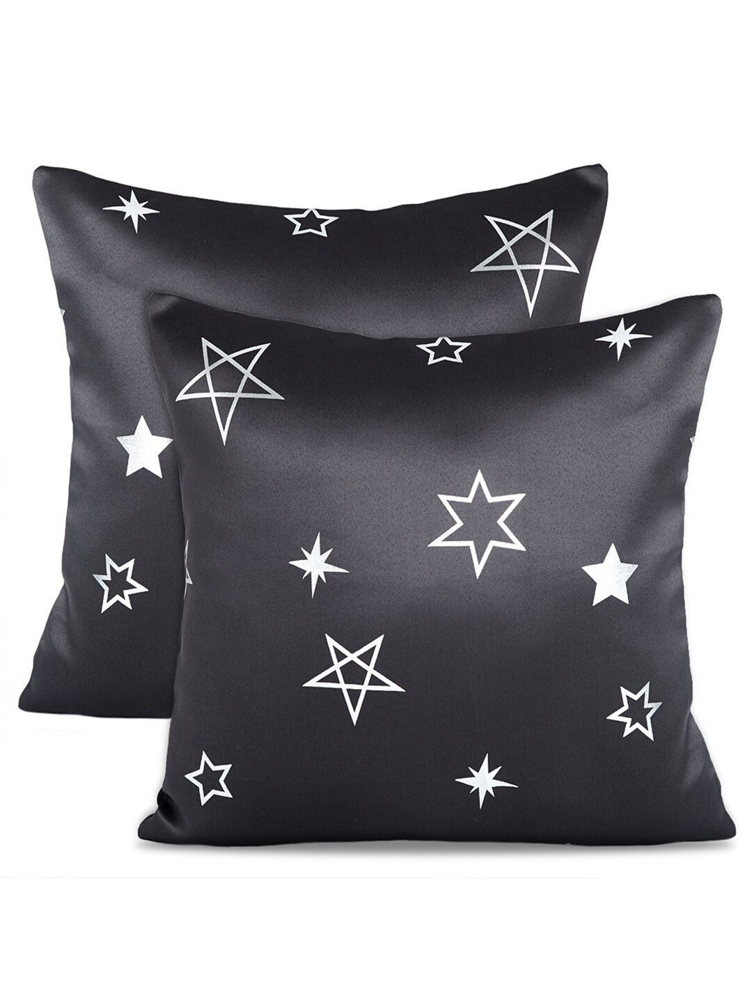 

Encasa Homes Grey & White 2 Pieces Geometric Printed Cotton Square Cushion Covers