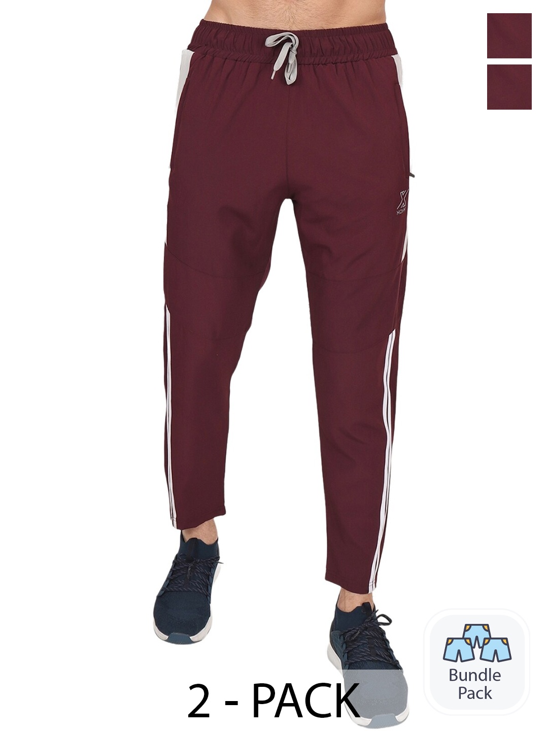 

Xohy Men Pack Of 2 Cotton Track Pants, Maroon