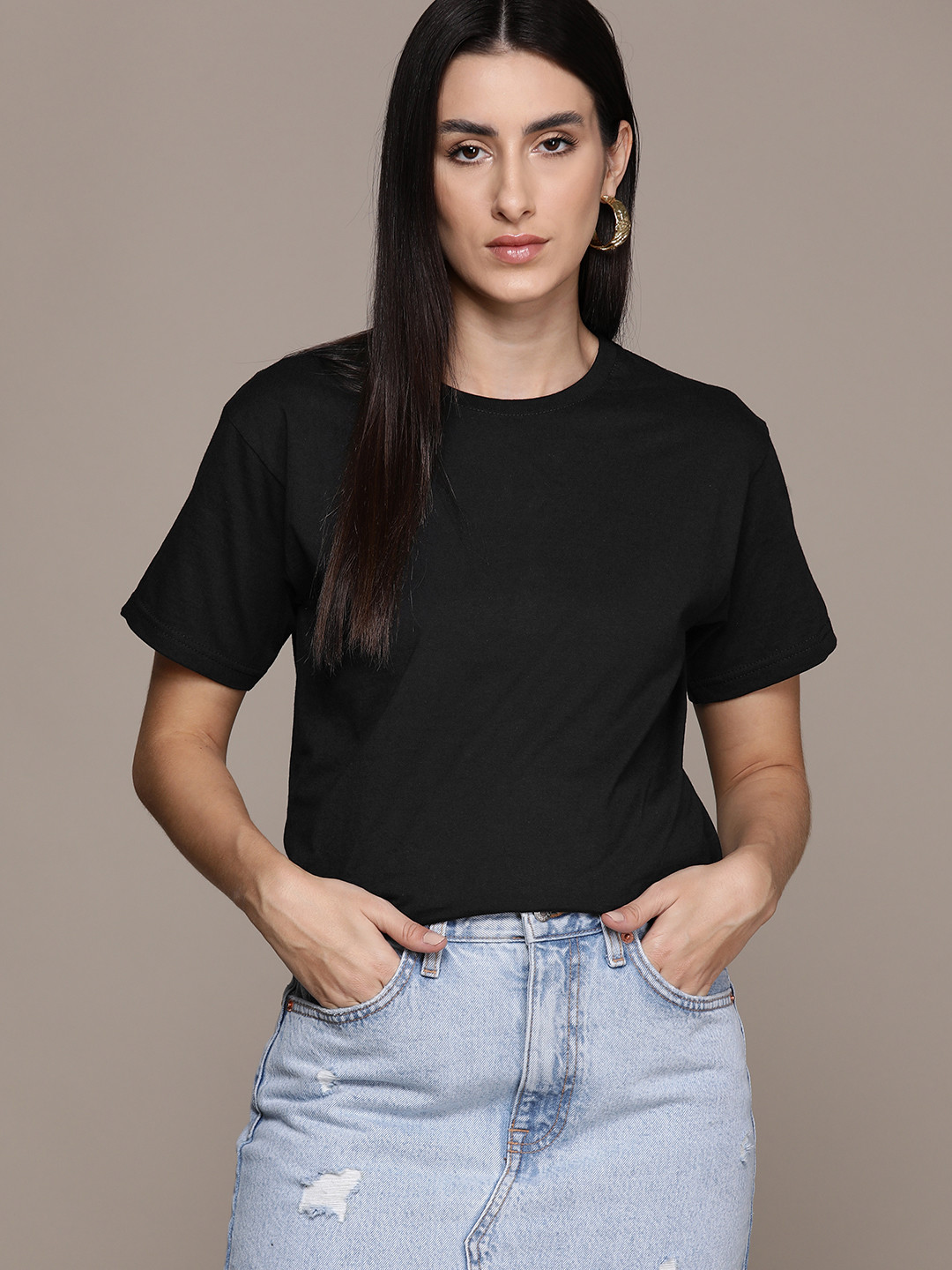 

WAREHOUSE Pure Cotton Oversized T-shirt, Black