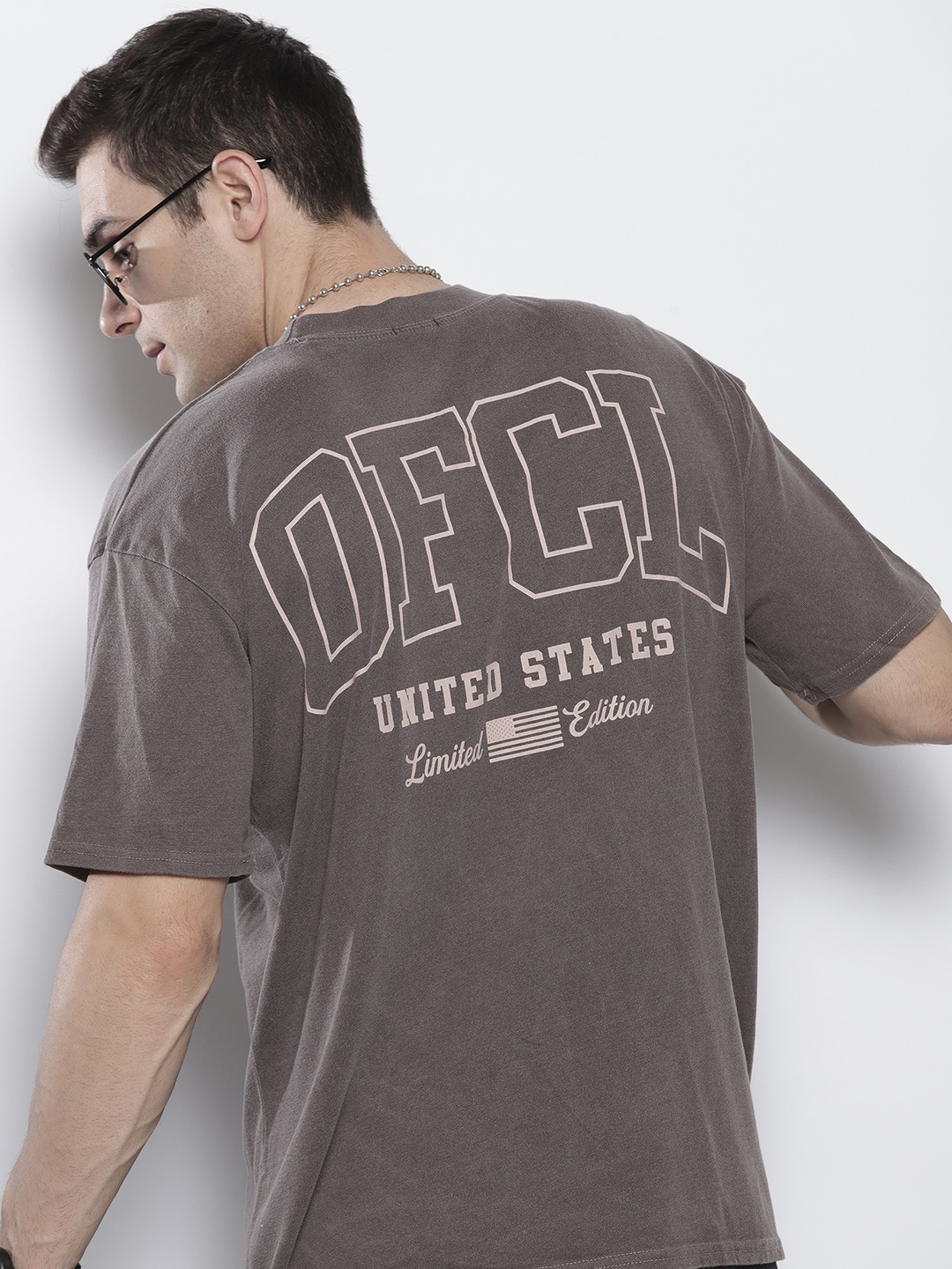 

boohooMAN Typography Printed Pure Cotton Oversized T-shirt, Brown