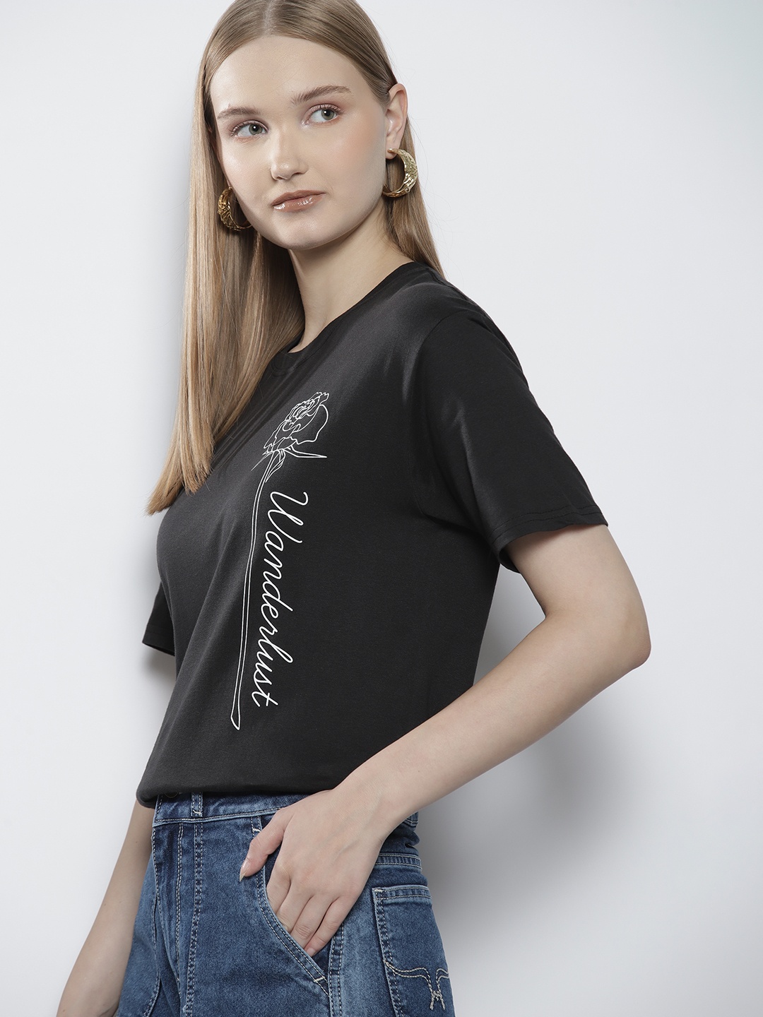 

Boohoo Typography Printed Pure Cotton T-shirt, Black