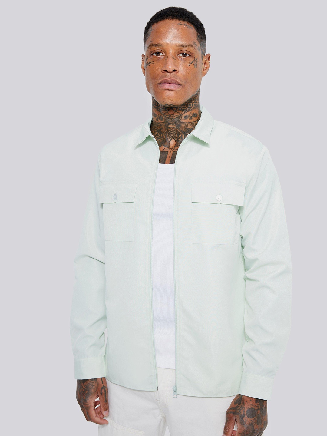 

boohooMAN Opaque Casual Shirt, Green