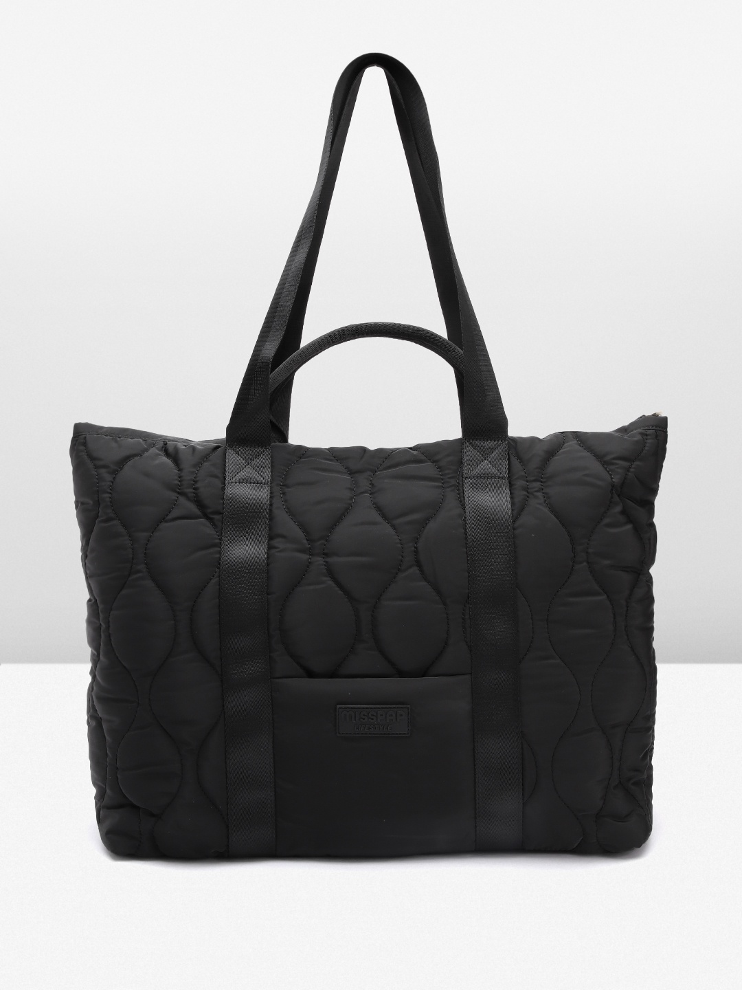 

MISSPAP Women Quilted Textured Structured Handheld Bag, Black