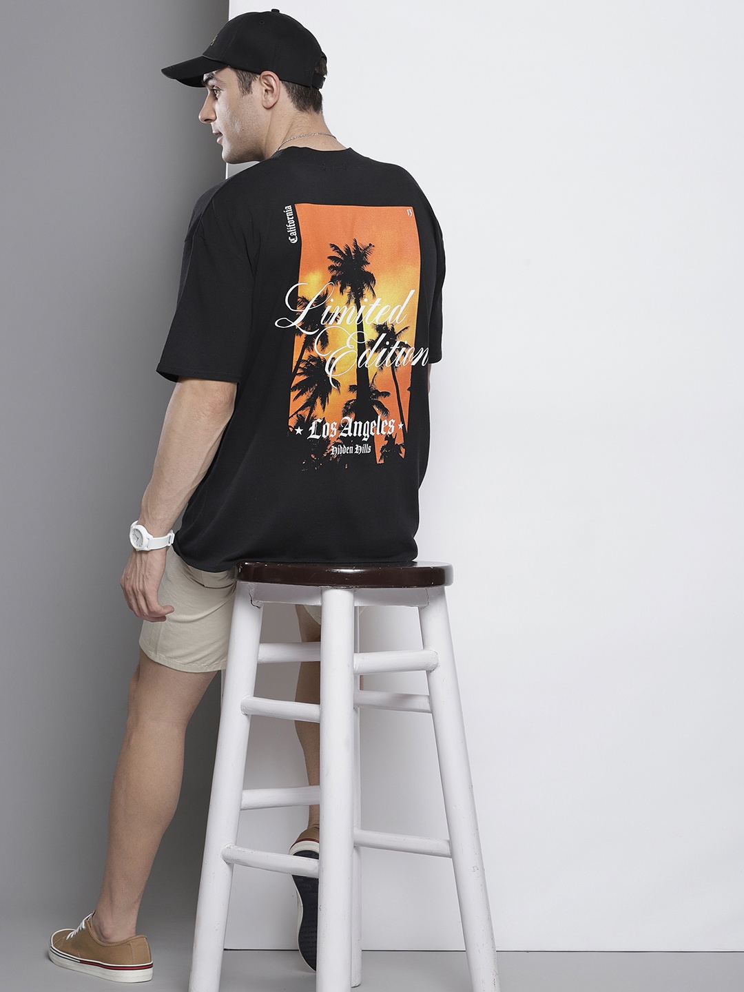 

boohooMAN Printed Drop-Shoulder Sleeves T-shirt, Black