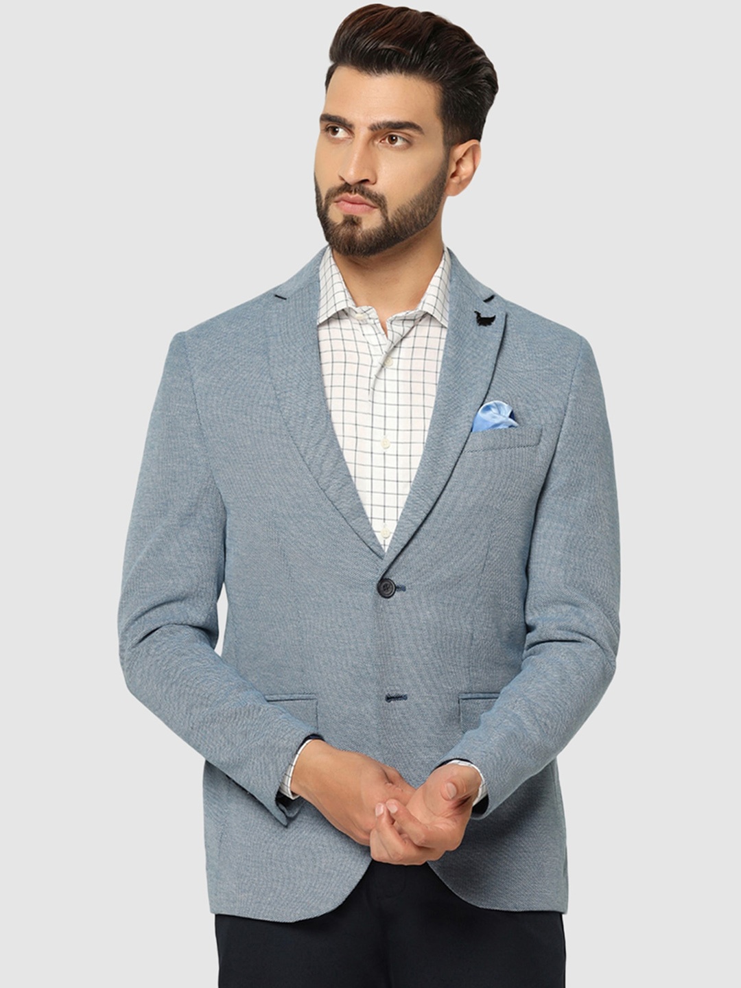 

Blackberrys Slim Fit Single-Breasted Pure Cotton Blazer, Blue