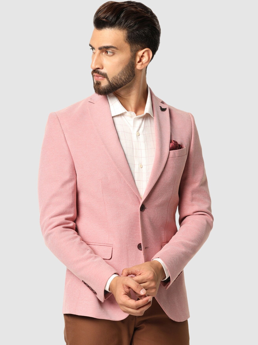 

Blackberrys Single Breasted Slim Fit Pure Cotton Blazer, Pink