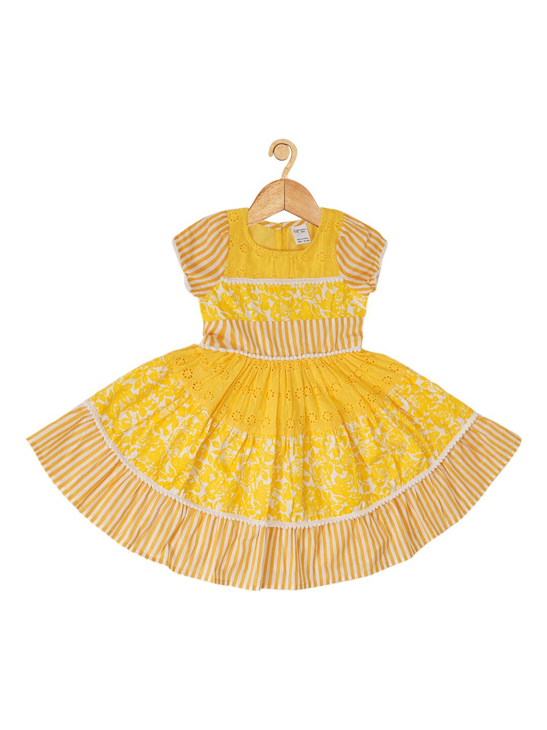 

Creative Kids Girls Floral Printed Cotton A-Line Midi Dress, Yellow